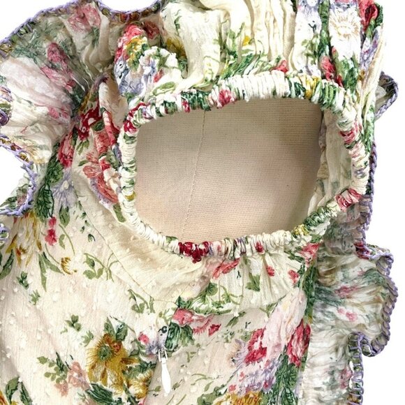 NWT LoveShackFancy Exley Dress Shining Gemstone Size 2 Floral Short Sleeve - Picture 7 of 16